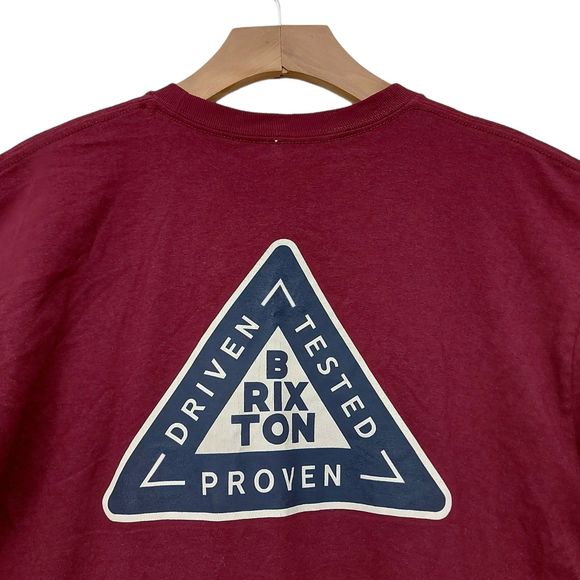 Brixton Graphic T-Shirt Mens Medium Burgundy Standard Fit Cotton Short Sleeve - Picture 7 of 11